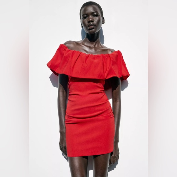 NWT ZARA Ruffle Mini Dress - Picture 1 of 8